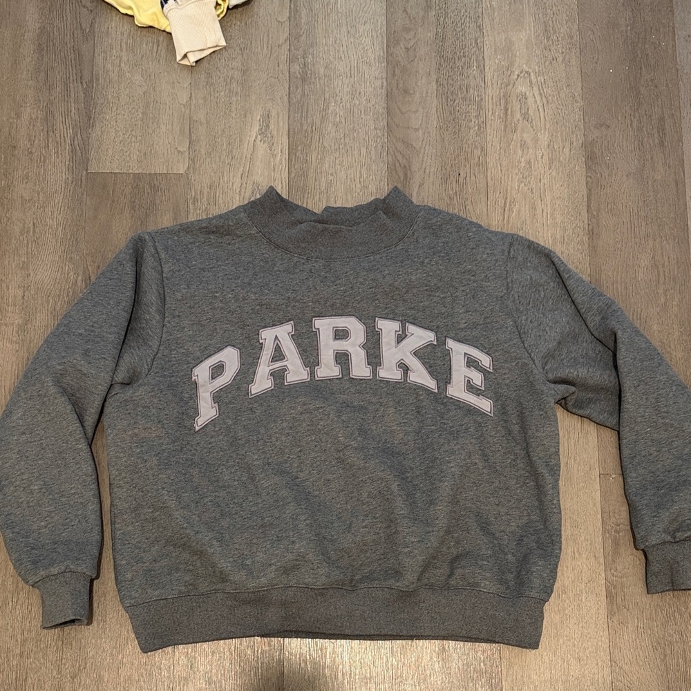 Parker Gray Crew Sweatshirt with White Lettering